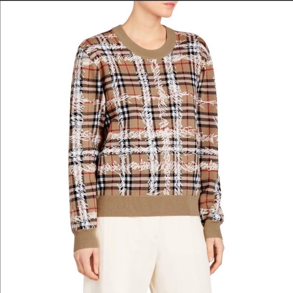 Burberry Kern Scribble Check Merino Wool Sweater